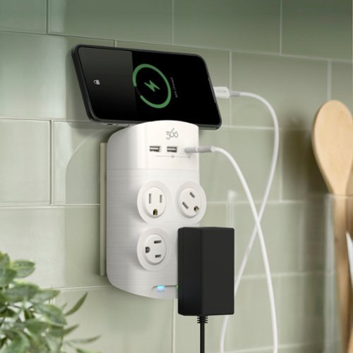 360 Electrical Revolve45, 4 Rotating Outlets/2 USB-A and 1 USB-C 1080 Joules Surge Protector - White BUY ONLINE