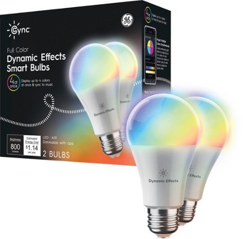 GE - Cync Dynamic Effects A19 Smart LED Bulb (2-Pack) - Full Color