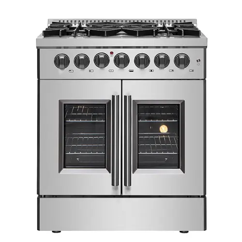 Front. Forno Appliances - Galiano 4.32 Cu. Ft. Freestanding Dual Fuel Range with French Doors and Convection Oven - Stainless Steel.