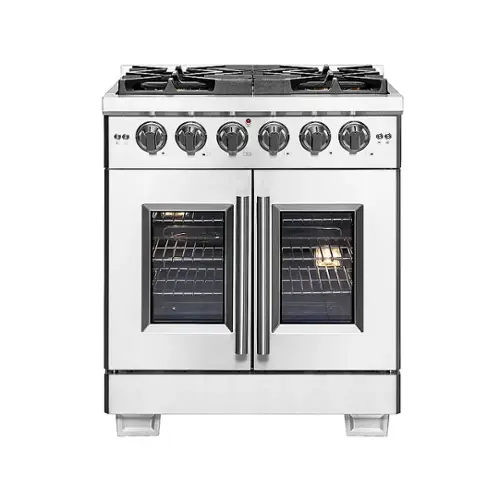 Front. Forno Appliances - Capriasca 4.32 Cu. Ft. Freestanding Gas Range with French Doors and LP Conversion - Silver.