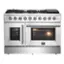 Front. Forno Appliances - Galiano 6.58 Cu. Ft. Freestanding Double Oven Gas Range with Left Swing Door - Silver.