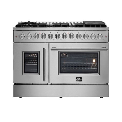 Forno Appliances - Galiano 6.58 Cu. Ft. Freestanding Double Oven Dual Fuel Range with Left Swing Door and Air Fry Function - Stainless Steel