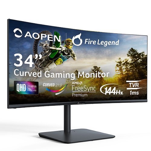 Image of Acer - AOPEN 34HC5CUR Pbiiphx 34” LED UWQHD Curved FreeSync Monitor (1 x Display Port 1.4 & 2 x HDMI 2.0 Ports)