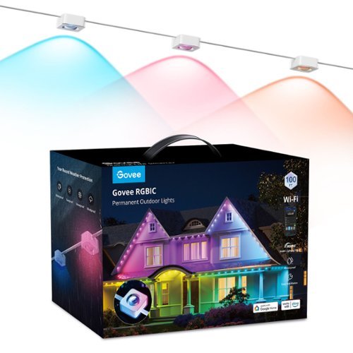 Govee - Wi-Fi RGBIC Outdoor Permanent String Lights 100ft - Multi