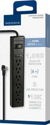 Insignia™ 6-Outlet 1,080 Joules Surge Protector - Black BUY IN SINGAPORE