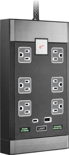 Rocketfish™ 6-Outlet Strip Premium/1-USB-C/1-USB 2,880 Joules Surge Protector - Black BUY IN AUSTRALIA