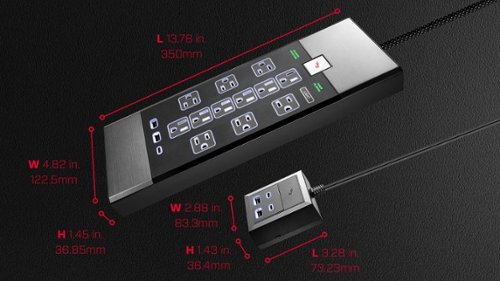 Rocketfish™ 12-Outlet 5,280 Joules Surge Protector with USB and USB-C - Black BUY IN MIDDLE EAST