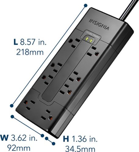 Insignia™ 8-Outlet 1,200 Joules Surge Protector - Black WHERE TO BUY
