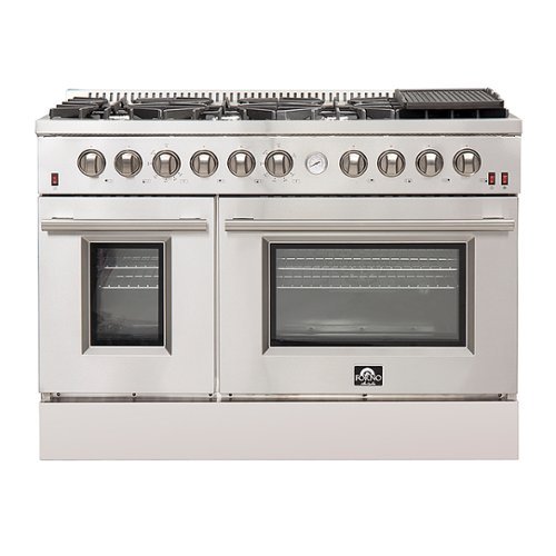 Forno Appliances - Professional 6.58 Cu. Ft. Freestanding Double Oven Gas Range with Steam Clean and Air Fry Functions - Stainless Steel