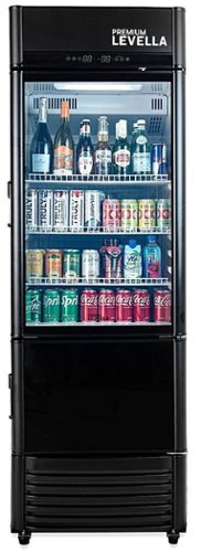 Premium Levella - 12.5 cu. ft. 1-Door Commercial Merchandiser Refrigerator Glass-Door Beverage Display Cooler with Freezer and Ice Maker - Black