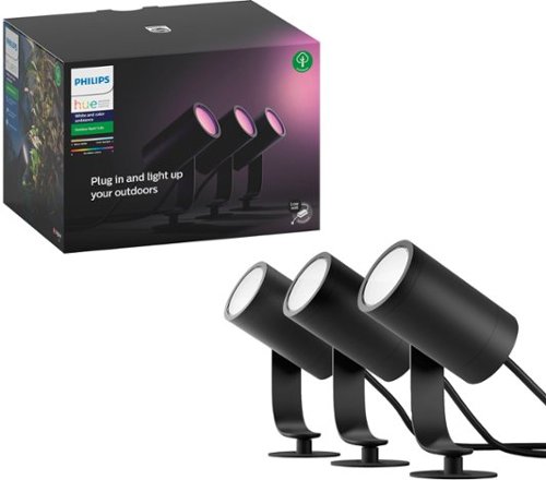 Philips - Geek Squad Certified Refurbished Hue White and Color Ambiance Lily XL Outdoor Spot Light Extension Kit - Black