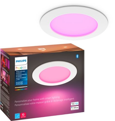 Philips - Geek Squad Certified Refurbished Hue White and Color Ambiance Slim Downlight 6" - White