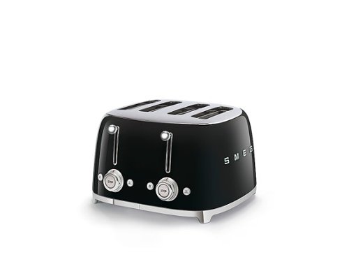 Photos - Toaster Smeg TSF03 4-Slice Wide-Slot  - Black TSF03BLUS 
