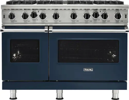 Front. Viking - 5-Series 48"W Gas Open Burner Range - Blue.