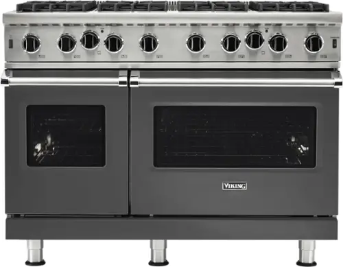 Front. Viking - 5-Series 48"W Gas Open Burner Range - Gray.