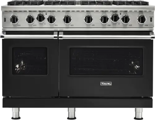 Front. Viking - 5-Series 48"W Gas Open Burner Range - Cast Black.