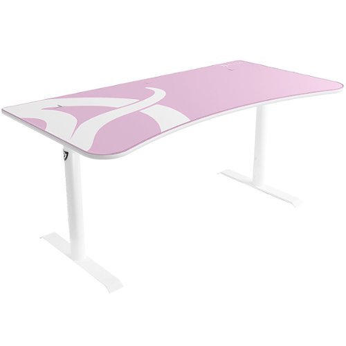Image of Arozzi - Arena Ultrawide Curved Gaming Desk - White/Pink