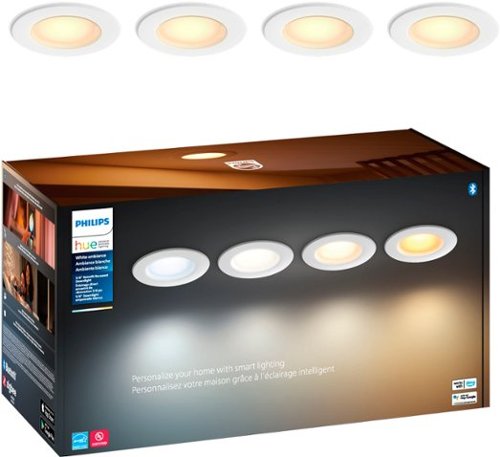 Philips - Geek Squad Certified Refurbished Hue White Ambiance 5/6" High Lumen Recessed Downlight (4-pack) - White