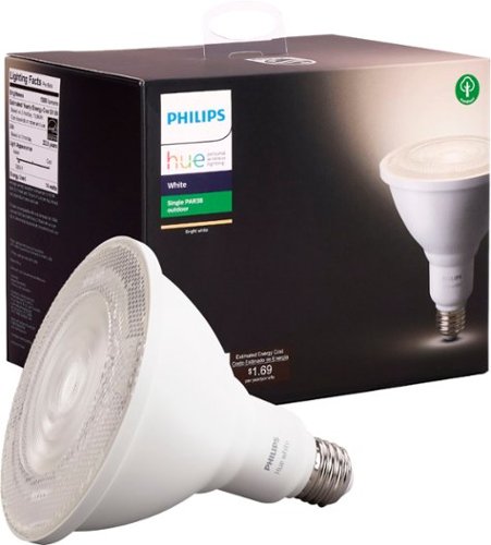 Philips - Geek Squad Certified Refurbished Outdoor Hue PAR-38 Smart LED Bulb - White