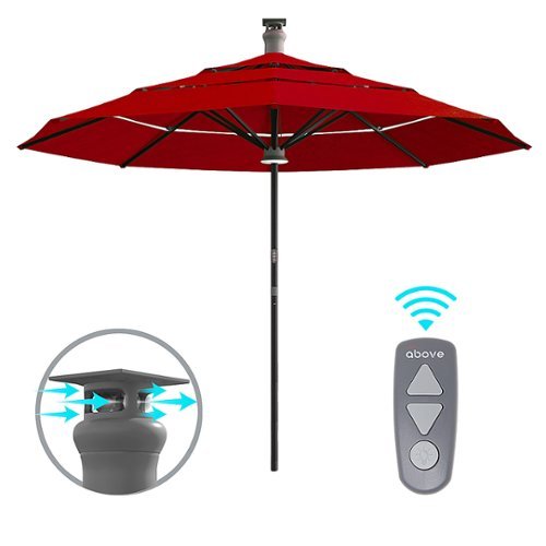 Above - Height Series 11-ft. Smart Sunbrella Umbrella with Remote Control and Wind Sensor - Spectrum Cherry