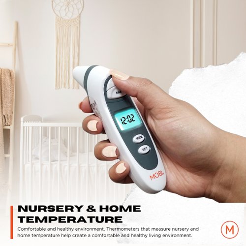 MOBI DualScan Prime Health Thermometer with Fever Indicator for Ear, Forehead, Room, and Food Temperature Measurements - White BUY IN MIDDLE EAST