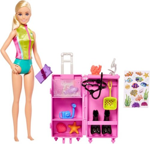 Barbie - Marine Biologist Blonde 8.6" Doll and Playset - Multicolor