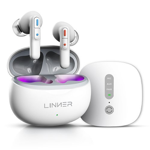 LINNER - Nova Bluetooth Hearing Aids with Noise Canceling and Volume Control, Wireless Microphone for talking and TV - White