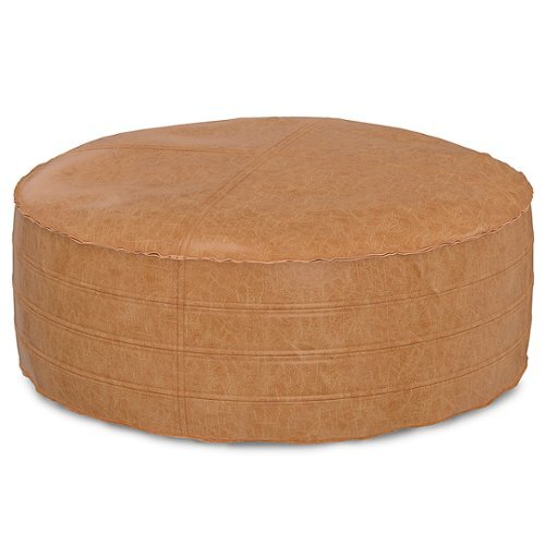 

Simpli Home - Brody 32 inch Round Coffee Table Pouf - Distressed Brown