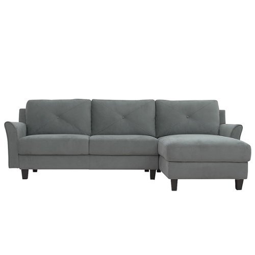 Lifestyle Solutions - Hartford Three Seat Sectional Sofa Upholstered Microfiber Fabric Curved Arms - Dark Grey