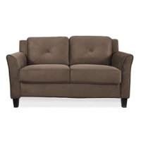 Lifestyle Solutions - Hartford Loveseat Upholstered Microfiber Fabric Rolled Arms - Brown