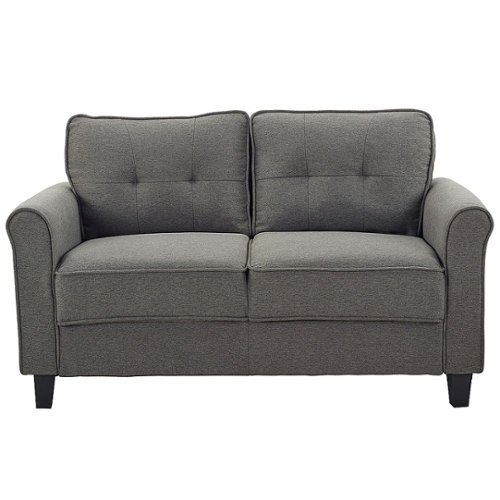 Lifestyle Solutions - Hamilton Loveseat with Upholstered Fabric Rolled Arms - Heather Gray