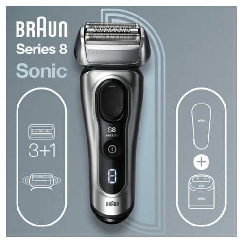 Braun Series 8 Rechargeable Wet/Dry Electric Shaver 8457cc with Precision Trimmer - Smart Clean Center - Silver GLOBAL SHIPPING
