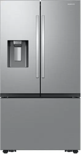 Front. Samsung - 26 cu. ft. French Door Counter Depth Smart Refrigerator with Four Types of Ice - Fingerprint Resistant Stainless Steel.