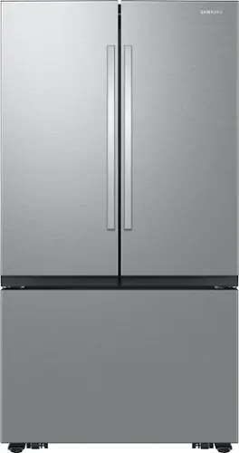 Front. Samsung - 27 cu. ft. French Door Counter Depth Smart Refrigerator with Dual Auto Ice Maker - Stainless Steel.
