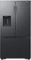 Front. Samsung - 31 cu. ft. 3-Door French Door Smart Refrigerator with Four Types of Ice - Fingerprint Resistant Matte Black Steel.