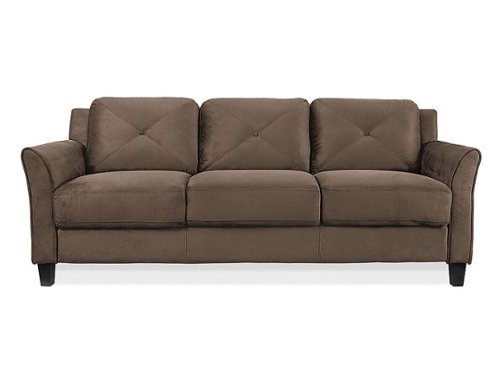 Lifestyle Solutions - Hartford Sofa Upholstered Microfiber Fabric Rolled Arms - Brown