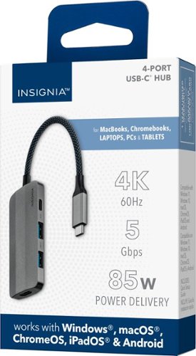 Insignia™ 4-Port USB-C Hub - Gray WHERE TO BUY