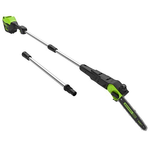 Greenworks - 80 Volt 10-Inch Cordless Brushless Electric Pole Saw with 14.5 foot reach (Tool Only) - Green