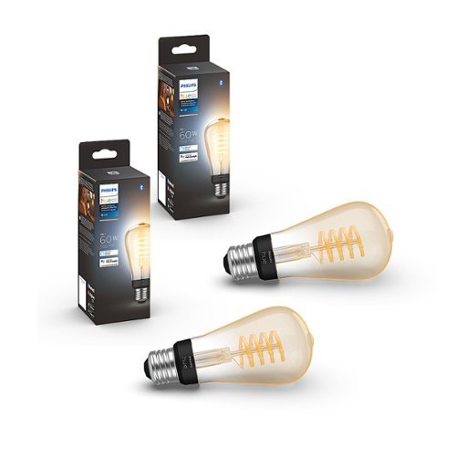 

Philips - Hue Filament ST19 60W Smart LED Bulb (2-Pack) - White Ambiance