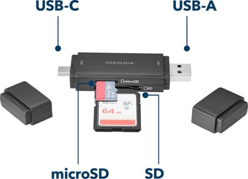Insignia™ USB-C/USB 3.0 to SD and microSD Memory Card Reader - Black WHERE TO BUY