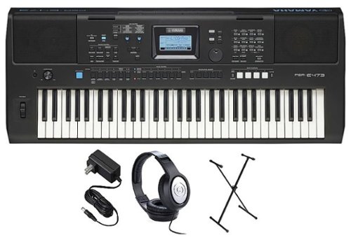 Yamaha - PSRE473 EPS Full-Size Keyboard with 61 Keys - Black