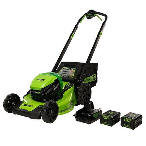 Greenworks - 80V 21” Cordless Self-Propelled Lawn Mower with (2) 4.0 Ah Batteries and Dual-Port Charger - Green