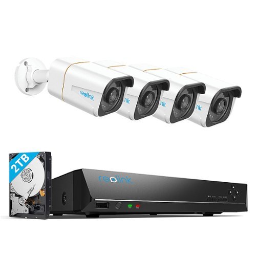 

Reolink - NVS Series (B) 8 Channel 4xCameras Outdoor Wired 10MP Ultra HD 2TB Built-in HDD NVR Security System - White,Black
