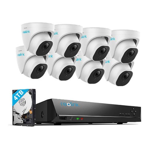 Reolink - 16 Channel NVR System with 8x 10MP Dome Cameras with Smart Detection - White,Black