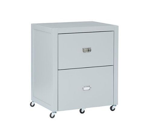 Linon Home Décor - Penrose Rolling File Cabinet With Adjustable Rails - Gray Paint / Silver Hardware
