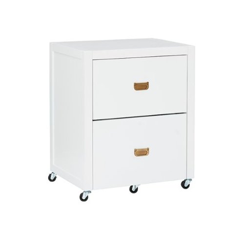 Linon Home Décor - Penrose Rolling File Cabinet With Adjustable Rails - White Paint / Gold Hardware