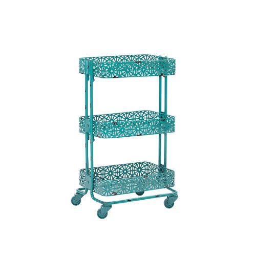 

Linon Home Décor - Kebbel Metal Three-Tier Cart - Turquoise