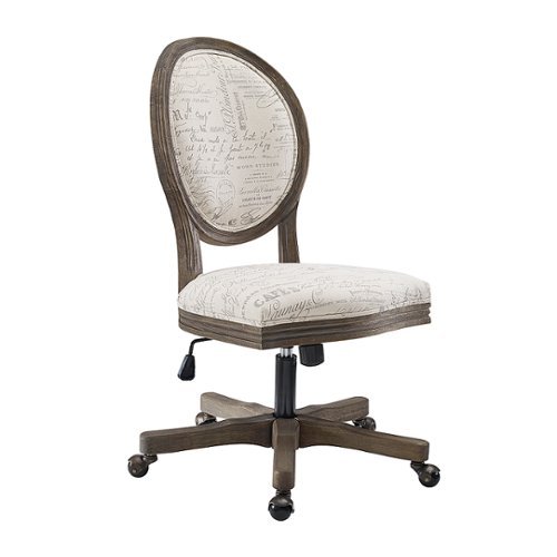 

Linon Home Décor - Cynwood Parisian Script Fabric Office Chair With Handcarved Wood Frame - Beige