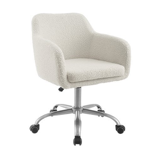

Linon Home Décor - Carvel Plush Faux Sherpa Height-Adjustable Office Chair - Off-White