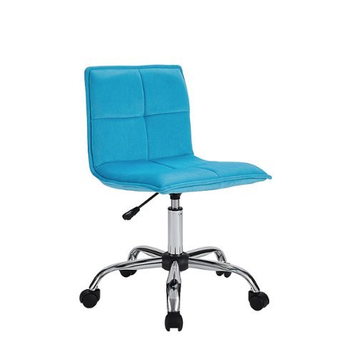 

Linon Home Décor - Lesher Quilted Velvet Fabric Armless Office Chair With Gas Lift - Blue